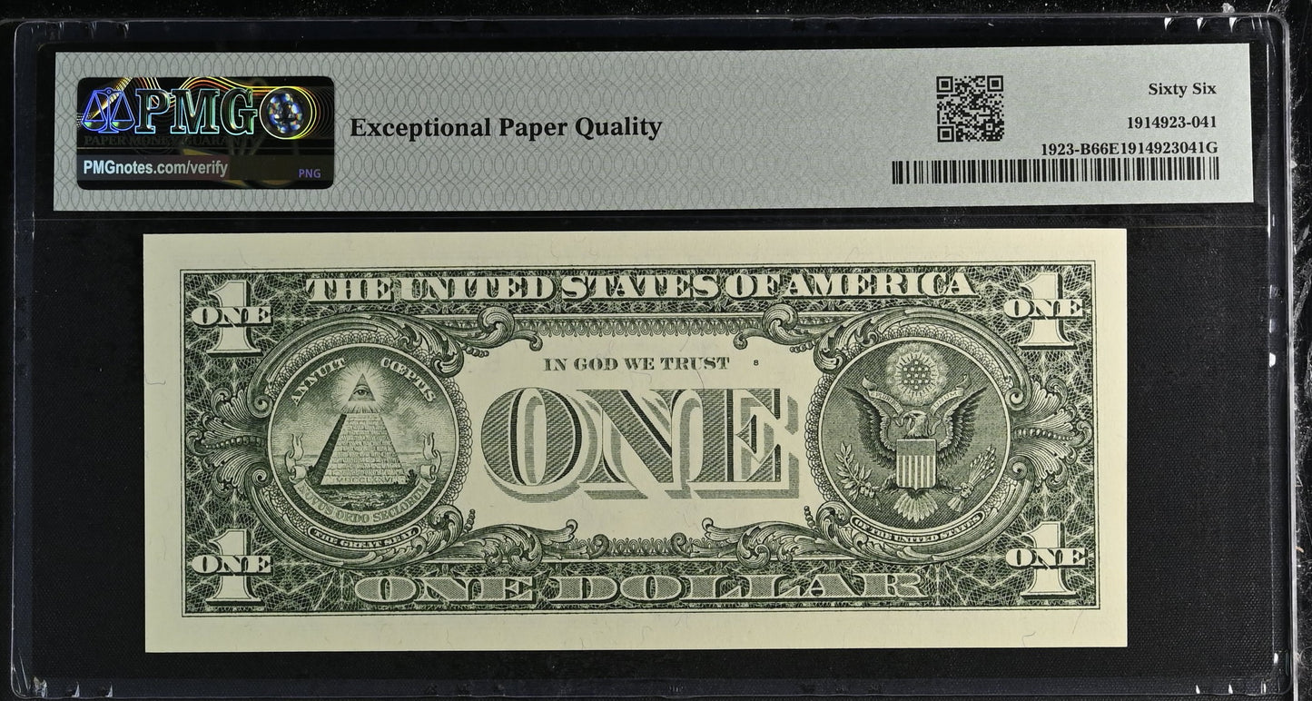 United States of America. 1 Dollar 1995 Fr# 1923-B WEB Note PMG 66 EPQ