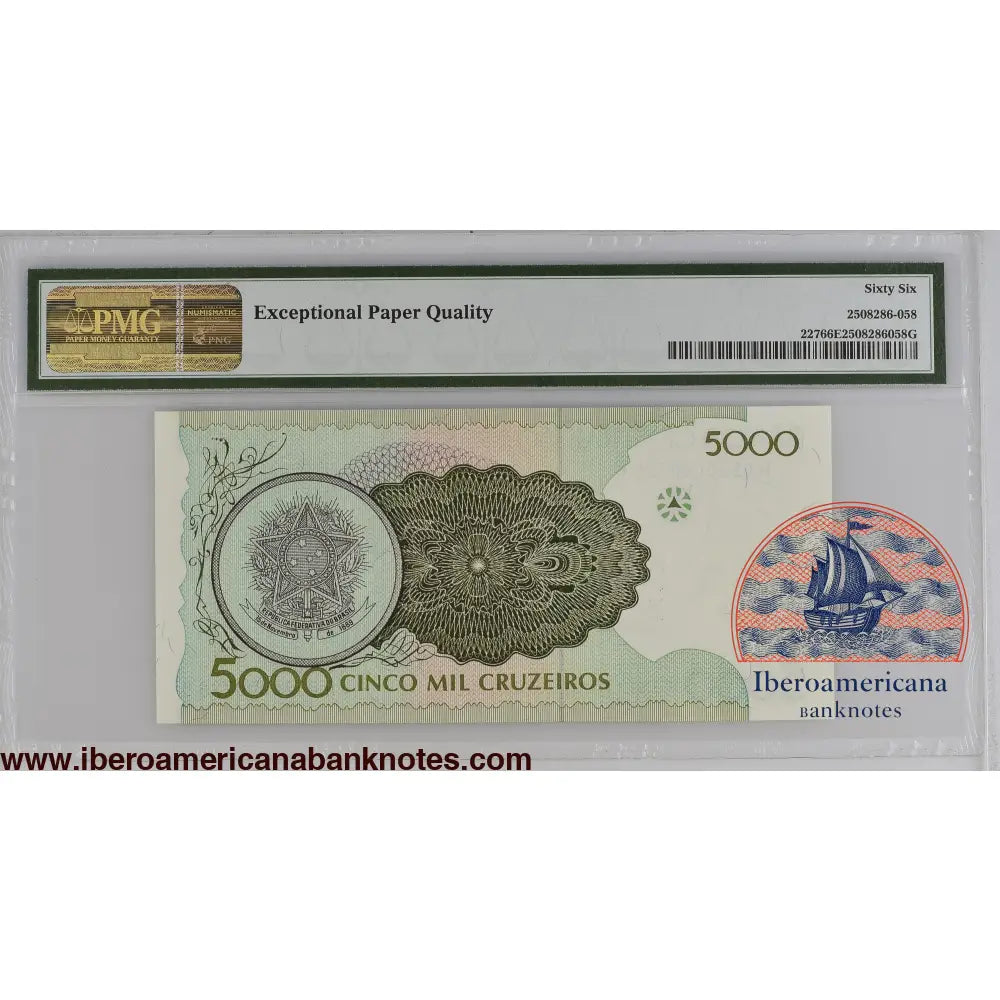 Brazil ND (1990) P-227 PMG Gem UNC 66 EPQ 5000 Cruzeiros