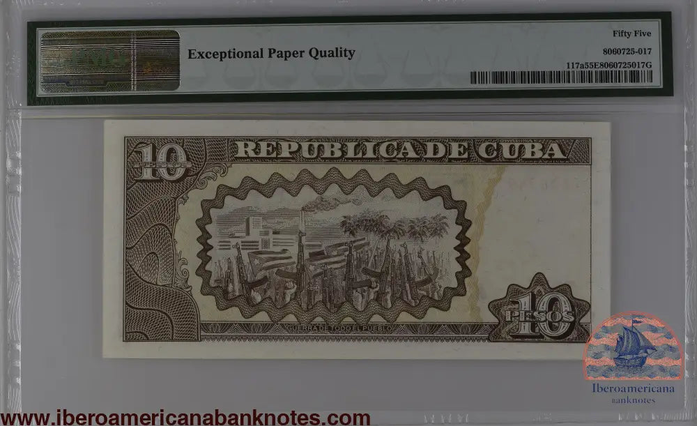 Cuba 1997 P-117a PMG About UNC 55 EPQ 10 Pesos