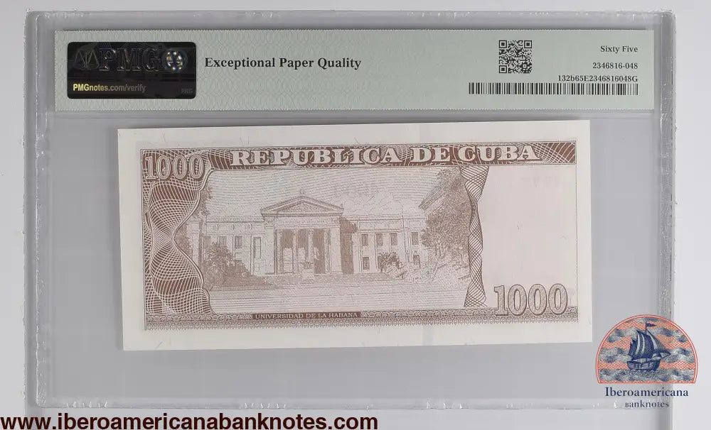 Cuba. Banco Central de Cuba 1000 Pesos 2021 P 132B Prefix: JB-02 Grade 66 EPQ