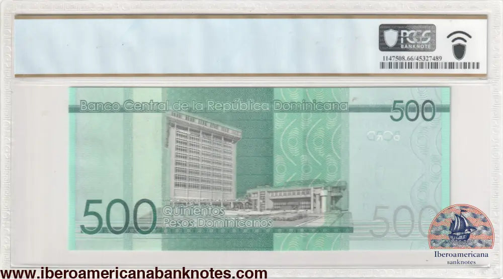 Dominican Republic 2003 P-172b PCGS Gem UNC 65 PPQ 500 Pesos Oro