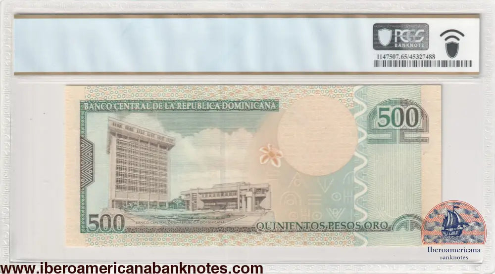 Dominican Republic 2016 P-192 PCGS Gem UNC 66 PPQ 500 Pesos Dominicanos