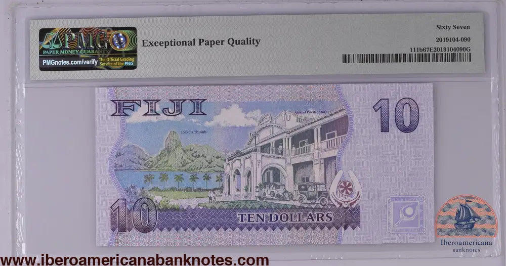 Fiji ND (2012) P-111b PMG Superb Gem UNC 67 EPQ 10 Dollars