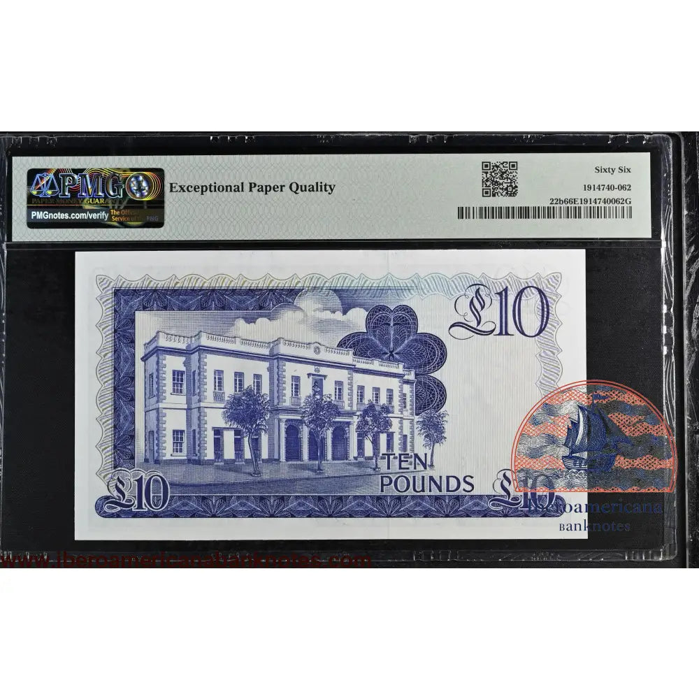 Gibraltar. 10 Pounds 1986 Elizabeth II P-22b Last Date for Type PMG 66 EPQ