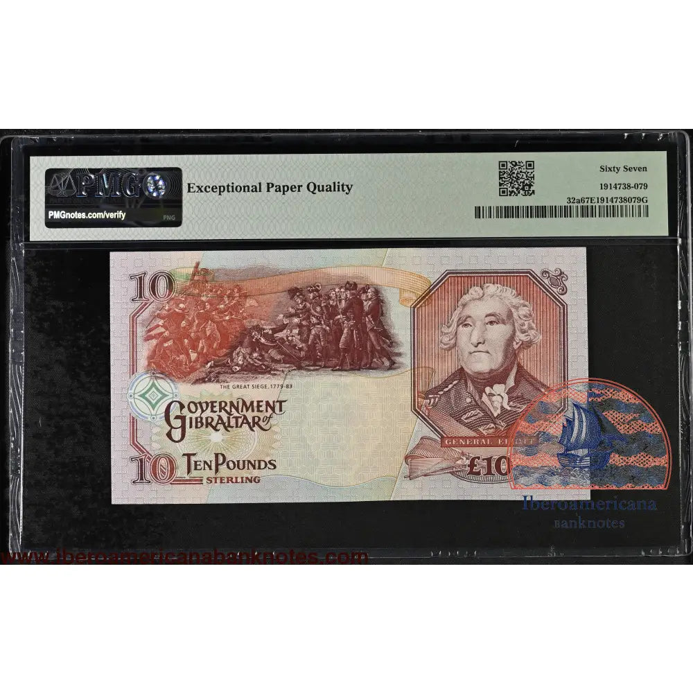 Gibraltar. 10 Pounds 2006 Elizabeth II P-32a AA Prefix PMG 67 EPQ
