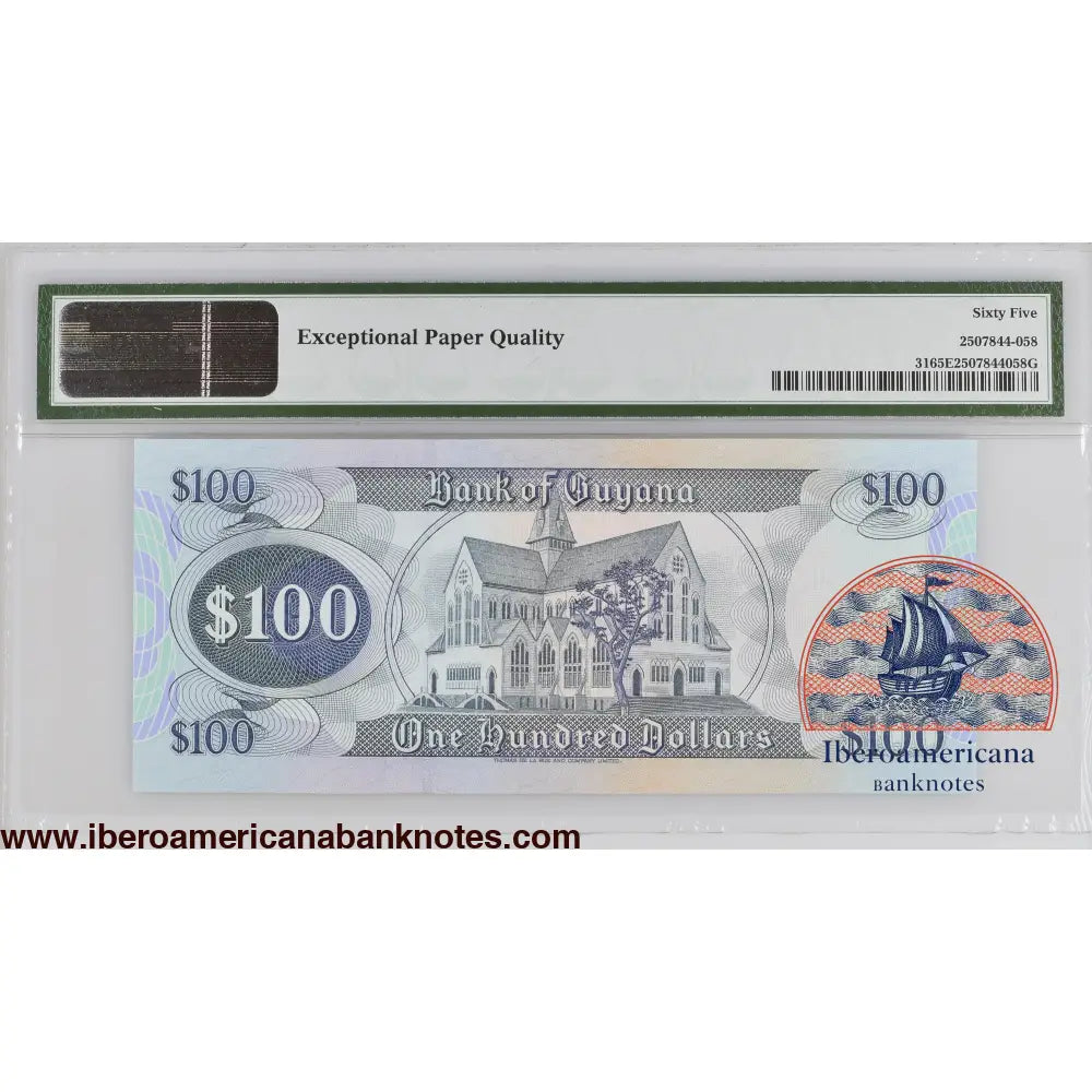 Guyana ND (1999) P-31 PMG Gem UNC 65 EPQ 100 Dollars