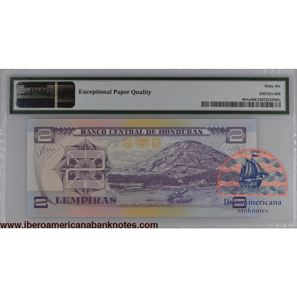Honduras 26.8.2004 P-80Ae PMG Gem UNC 66 EPQ 2 Lempiras