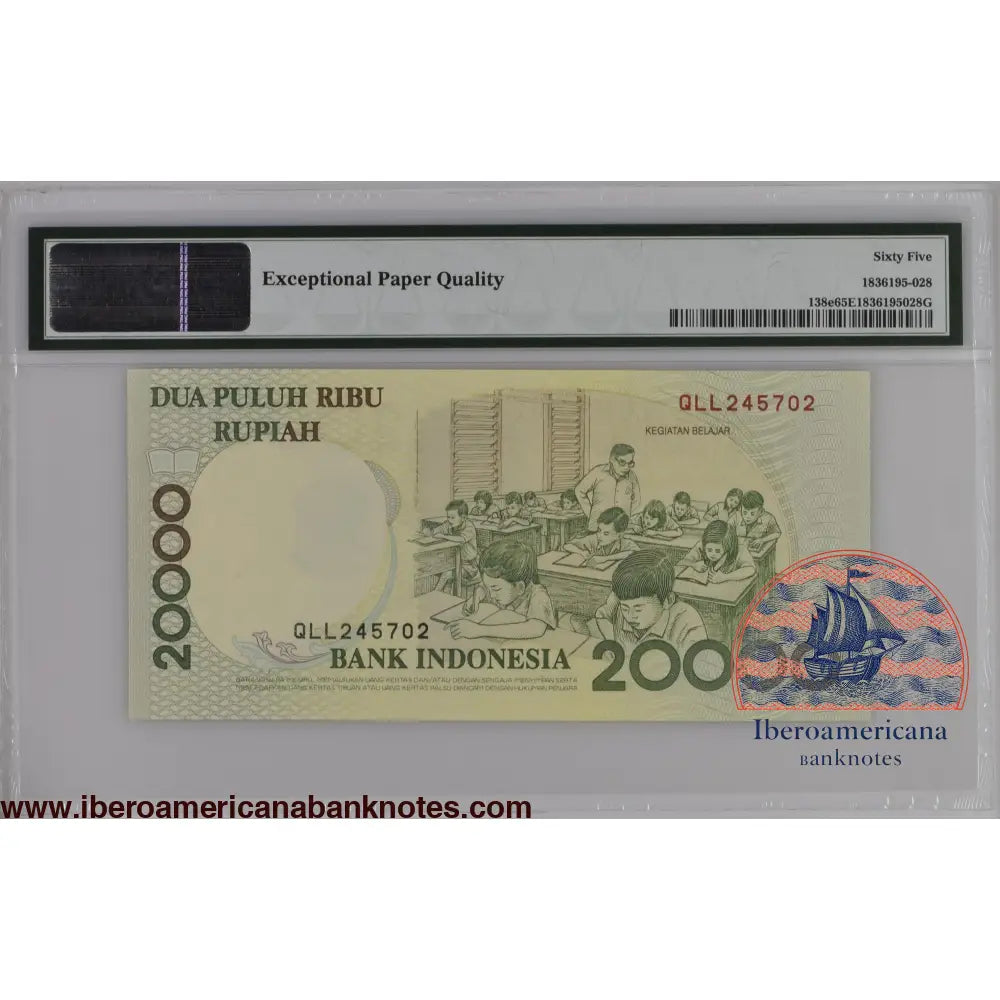Indonesia 1998 / 2002 P-138e PMG Gem UNC 65 EPQ 20,000 Rupiah