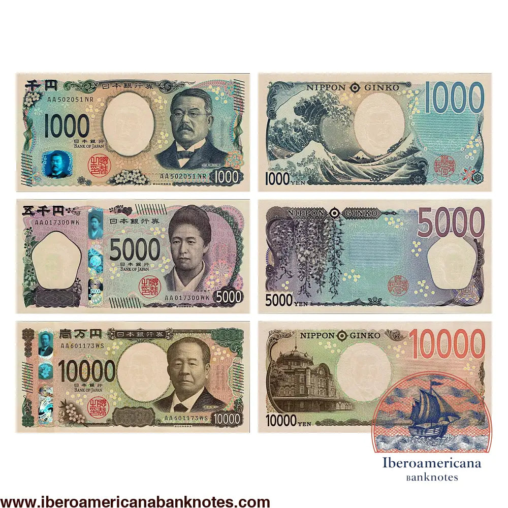 Japan Set 1000/5000/10000 Yen P107/P108/P109 2024 UNC