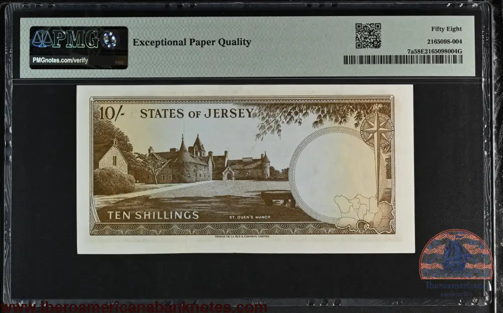Jersey 10 Shillings 1963 P 7a PMG 58 EPQ
