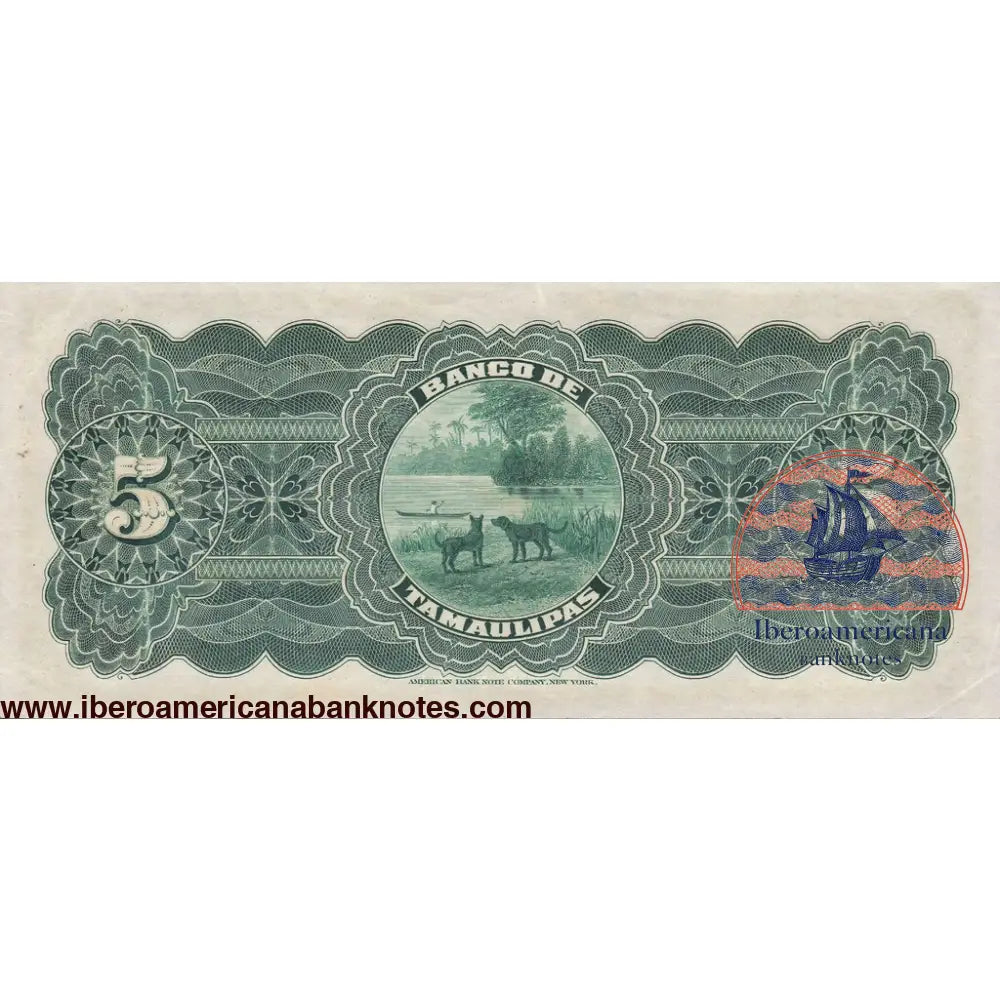 Mexico 5 pesos banco de Tamulipas UNC