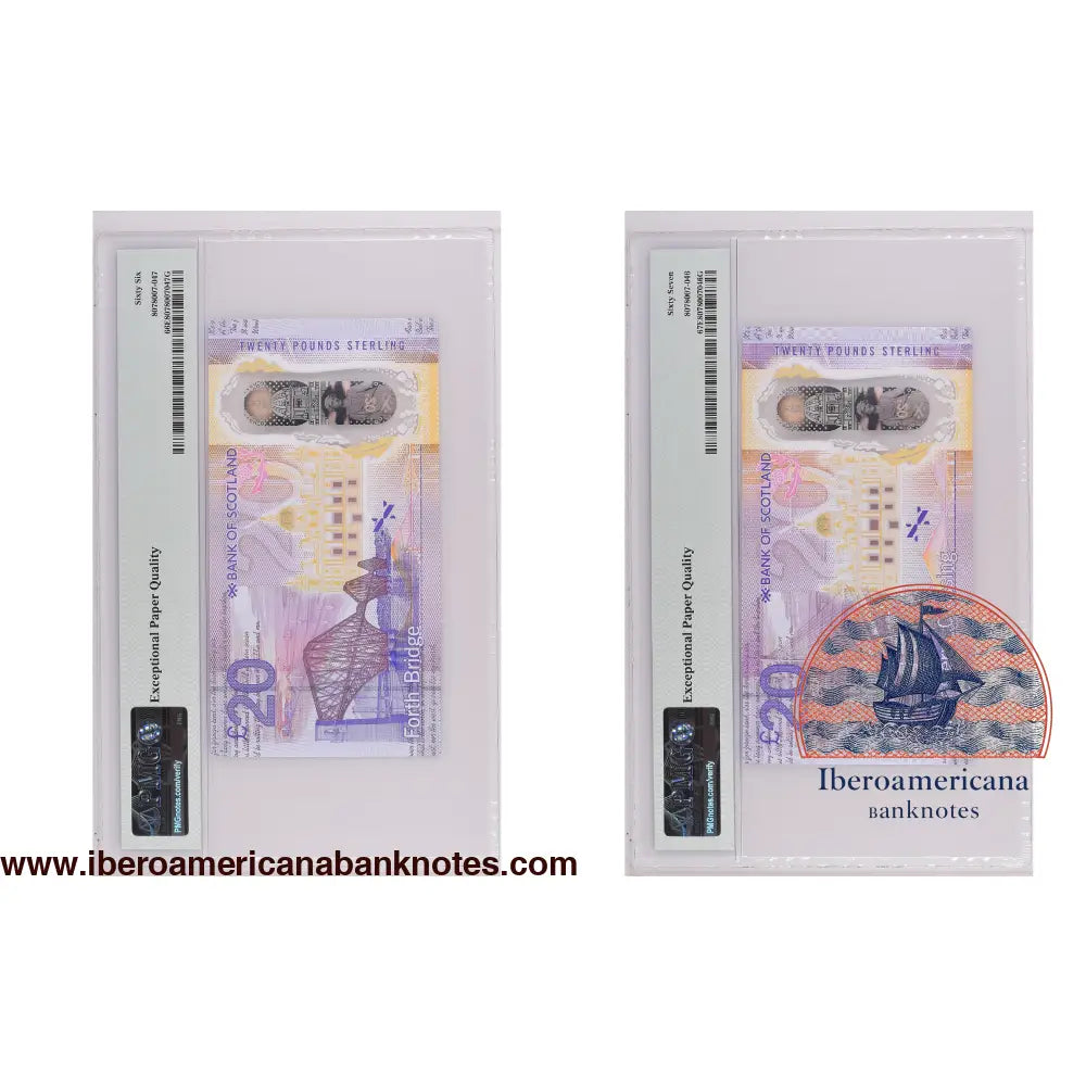 Scotland 2019 PMG 66 EPQ & 67 EPQ Matched S/N Pair 20 pounds