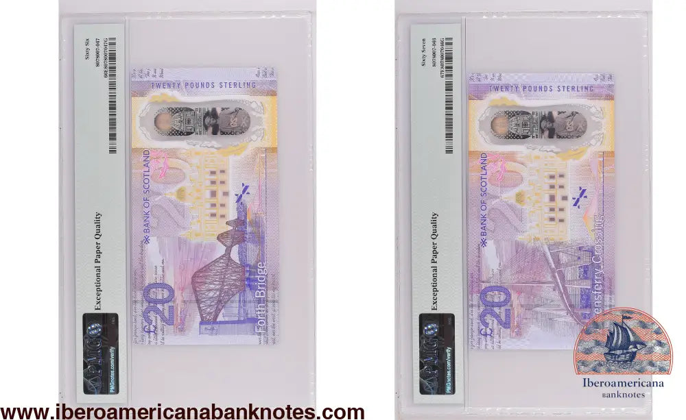 Scotland 2019 PMG 66 EPQ & 67 EPQ Matched S/N Pair 20 pounds