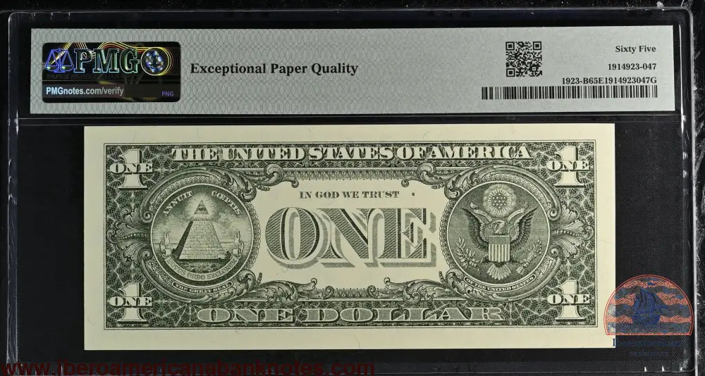 United States of America. 1 Dollar 1995 Fr# 1923-B WEB Note PMG 65 EPQ