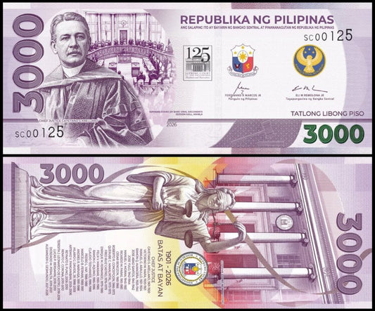 El Billete Conmemorativo de 3000 Pisos de Filipinas 2026. Iberoamericana Banknotes