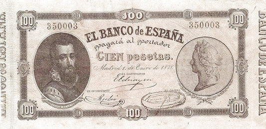 Billete 100 Pesetas 1878 Pick-15 Banco de España – Compro al Mejor Precio 2025: Tasación Gratis