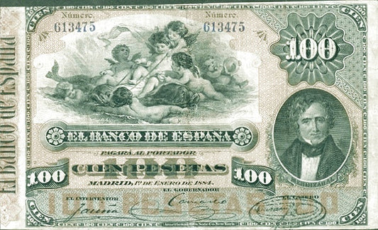 Billete 100 Pesetas 1884 Pick-26 Banco de España – Compro al Mejor Precio 2025: Tasación Gratis