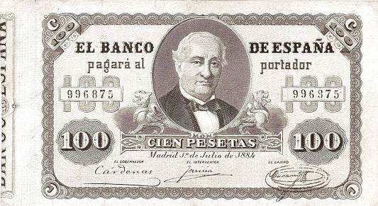 Billete 100 Pesetas 1884 Alejandro Mon con Grifos Pick-31 – Lo Compro en 2025: Tasación Gratuita y Envío Pagado
