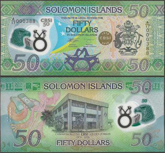 El Billete Conmemorativo de 50 Dólares de Islas Salomón 2026. Iberoamericana Banknotes