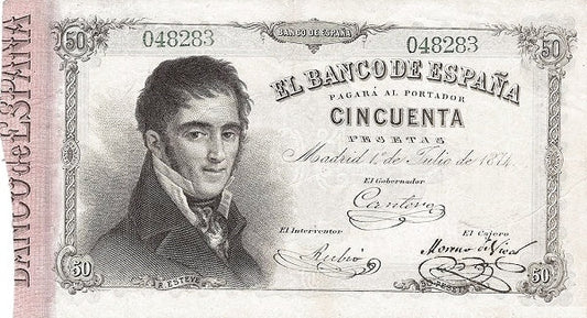 Billete 50 Pesetas 1874 Pick-2 Banco de España – Compro al Mejor Precio 2025: Tasación Gratis