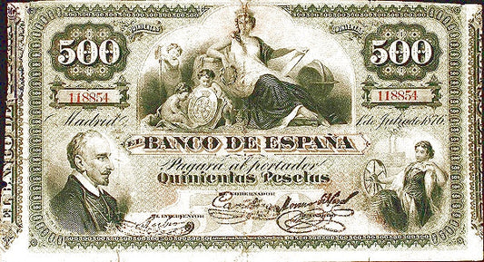 Billete 500 Pesetas 1876 Pick-12 Banco de España – Compro al Mejor Precio 2025: Tasación Gratis