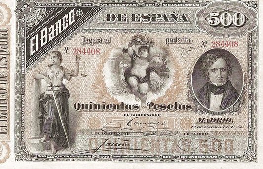 Billete 500 Pesetas 1884 Pick-27 – Compro al Mejor Precio 2025: Tasación Gratis y Envío Pagado