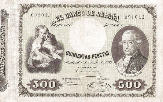 Billete 500 Pesetas 1884 Conde de Floridablanca Niña con Perro Pick-32 – Lo Compro Ahora: Tasación Gratuita y Envío Pagado