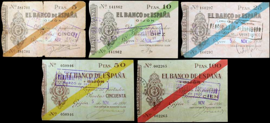 Billetes del banco de Gijón de 1936
