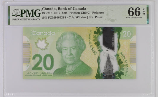 Canada 2012 BC-71b PMG Gem UNC 66 EPQ 20 Dollars