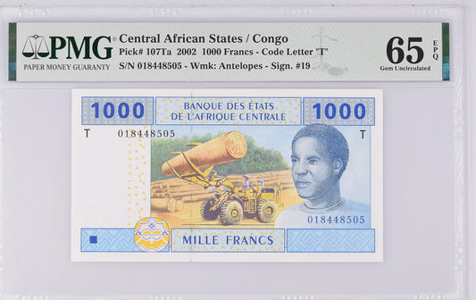 Central African States / Congo 2002 P-107Ta PMG Gem UNC 65 EPQ 1000
