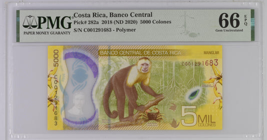 Costa Rica 2018 (ND 2020) P-282a PMG Gem UNC 66 EPQ 5000 Colones
