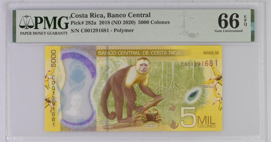 Costa Rica 2018 (ND 2020) P-282a PMG Gem UNC 66 EPQ 5000 Colones