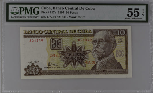 Cuba 1997 P-117a PMG About UNC 55 EPQ 10 Pesos