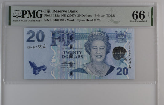 Fiji ND (2007) P-112a PMG Gem UNC 66 EPQ 20 Dollars