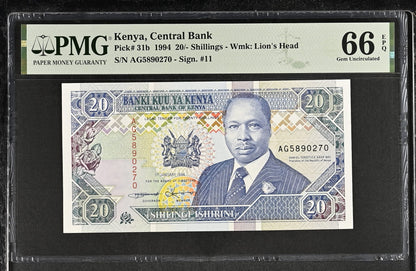 Kenya 20 Shillings 1994 P31b Grade PMG 66 EPQ