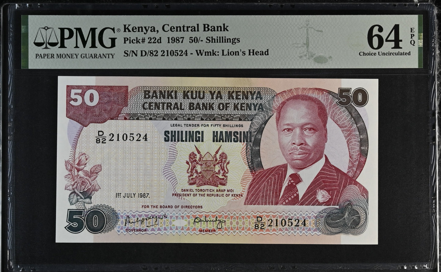 Kenya. 50 Shillings 1987 P 22d Grade PMG 64 EPQ