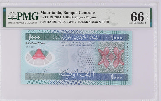 Mauritania 28.11.2014 P-19 PMG Gem UNC 66 EPQ 1000 Ouguiya