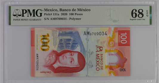 Mexico 8.5.2020 P-131a PMG Superb Gem UNC 68 EPQ 100 Pesos commemorative
