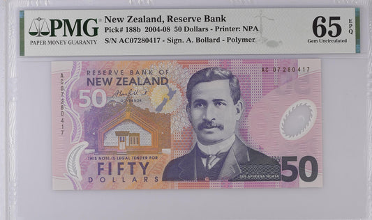 New Zealand 2007 P-188b PMG Gem UNC 65 EPQ 50 Dollars