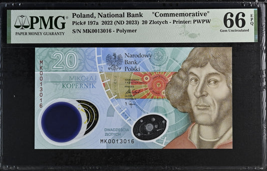 Poland  20 Zlotych 2023 Copernicus P 197a PMG 66 EPQ