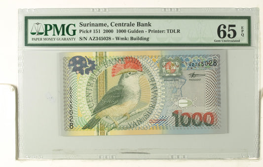 SURINAME 1000 Gulden 1 January 2000 (Pick: 151) PMG65EPQ
