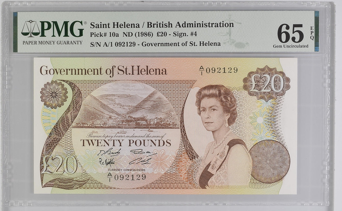 Saint Helena 20 Pounds ND (1986) P-10a PMG 65 EPQ