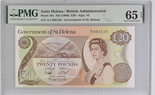 Saint Helena 20 Pounds ND (1986) P-10a PMG 65 EPQ