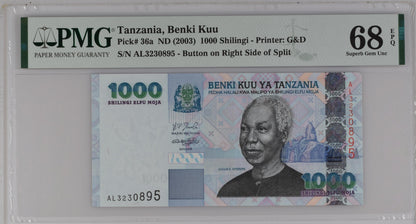 Tanzania ND (2003) P-36a PMG 68 EPQ 1000 Shilingi