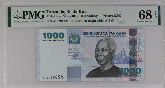 Tanzania ND (2003) P-36a PMG 68 EPQ 1000 Shilingi