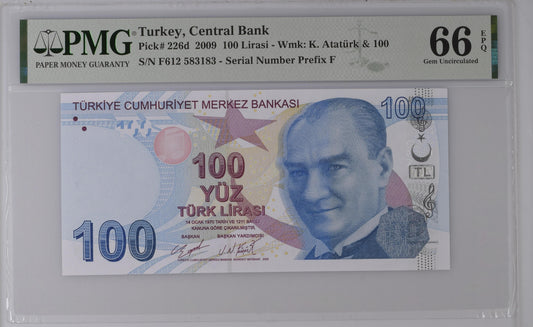 Turkey 2009 P-226d PMG Gem UNC 66 EPQ 100 Lirasi