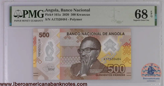 Angola 2020 P-161a PMG Superb Gem UNC 68 EPQ 500 Kwanzas