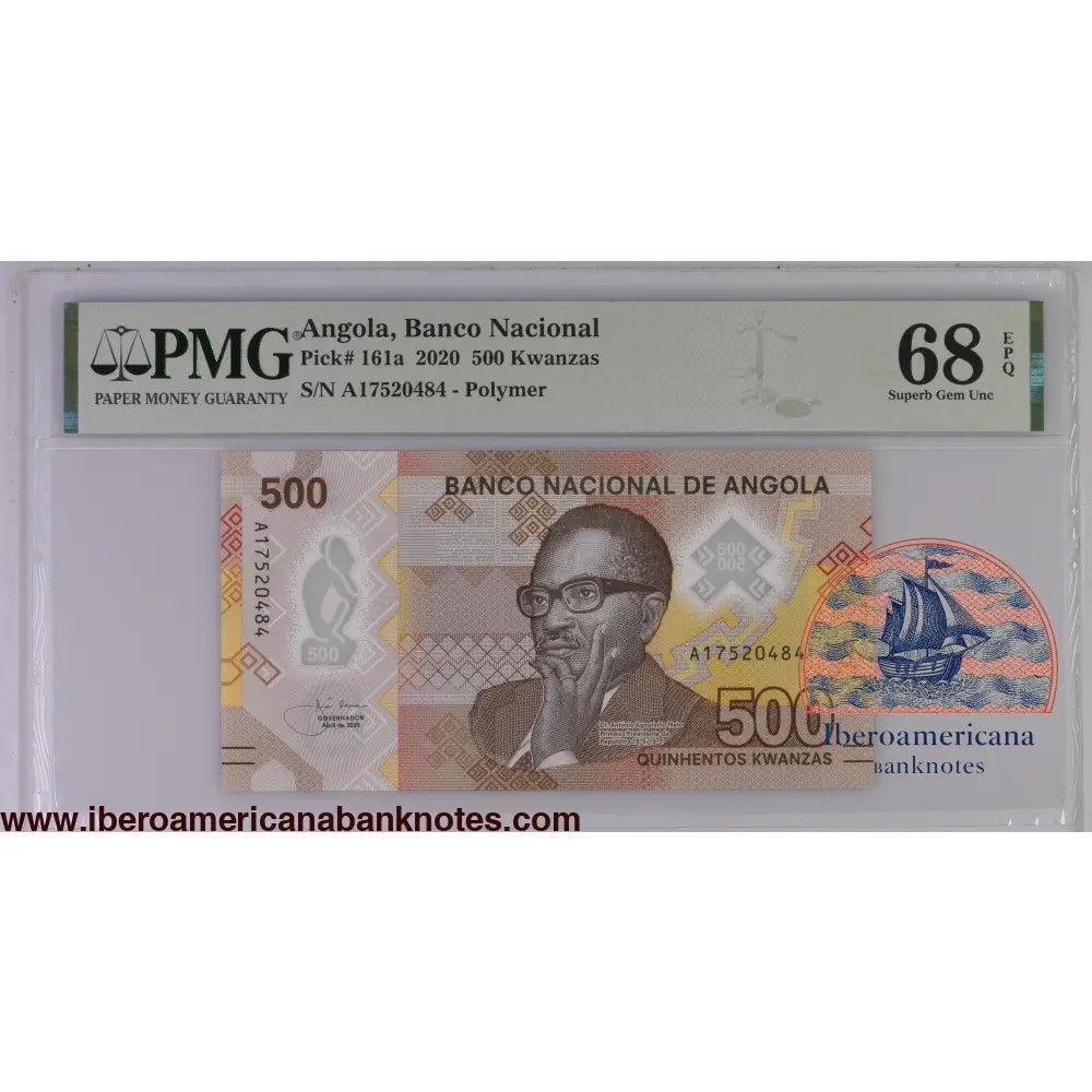 Angola 2020 P-161a PMG Superb Gem UNC 68 EPQ 500 Kwanzas