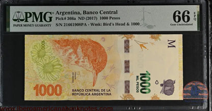 Argentina - 1000 Pesos ND (2017) - Pick # 366a PMG 66 EPQ