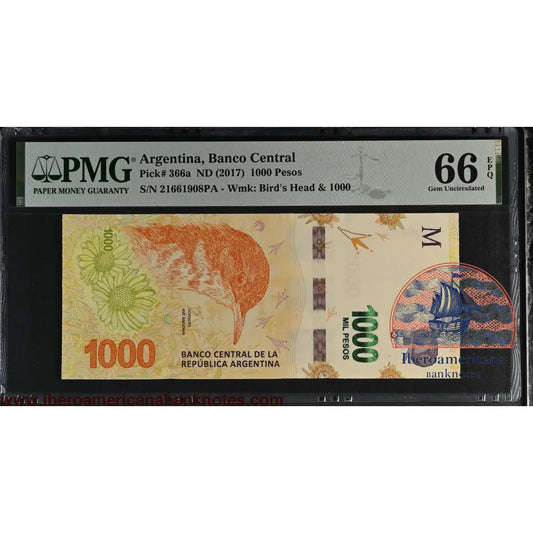 Argentina - 1000 Pesos ND (2017) - Pick # 366a PMG 66 EPQ